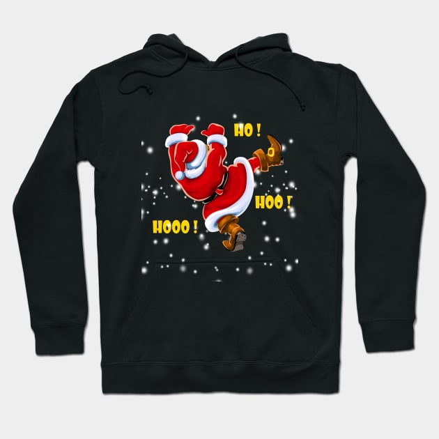 dancing santa christmas, ho ho ho Hoodie by Abir's Store